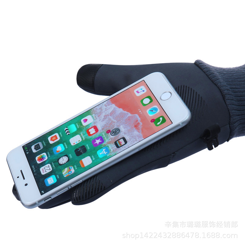 Wholesale autumn and winter full finger gloves fleece-lined Waterproof warm men's and women's gloves wear-resistant riding touch screen gloves