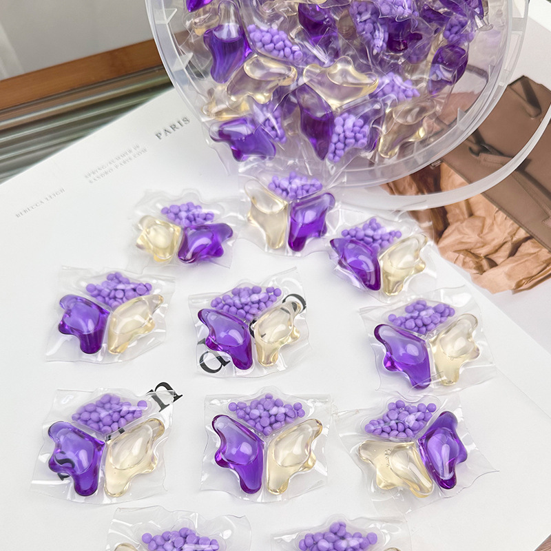 Cross-Border Three-Chamber 8g Enzyme Laundry Beads, Fragrance Beads, Three-In-One Deep Stain Removal 3D Capsules with Long-Lasting Fragrance