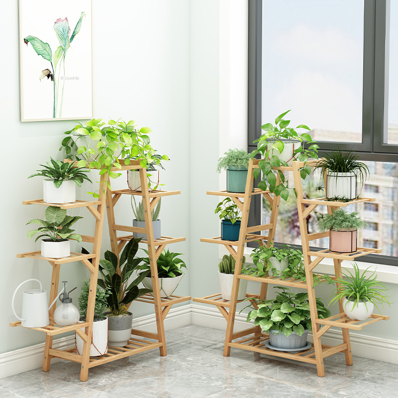 Flower shelf indoor multi-layer storage rack floor assembly Balcony decoration flower pot rack green radish succulent living room space saving