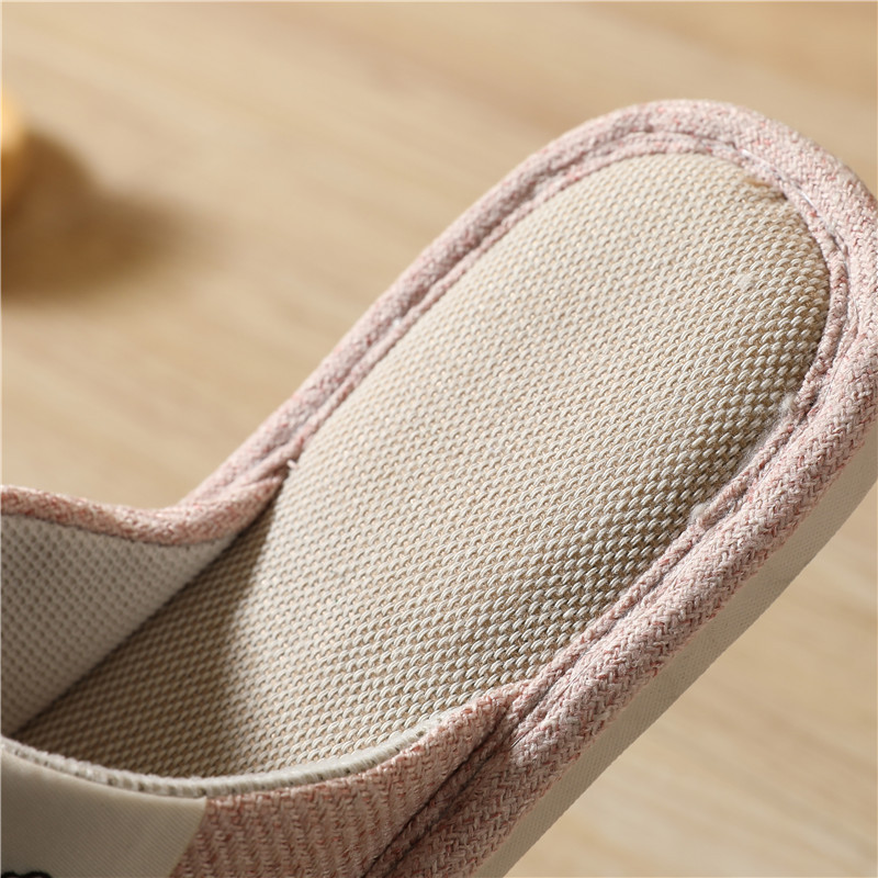 2023 summer new linen slippers wholesale men's home indoor home non-slip four seasons cotton and linen slippers women mute