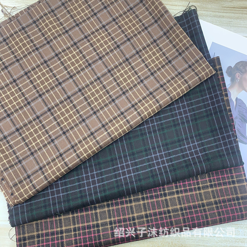 In stock A- 91400# spring and autumn high quality TR brushed plaid fabric suit suit skirt material Maillard fabric