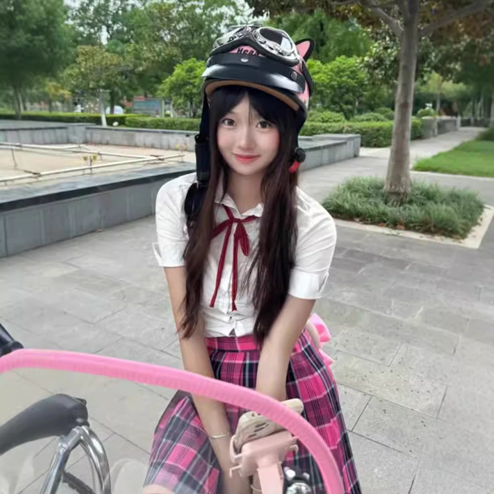 in stock Slim-fit Short-sleeved White Shirt All-match Small Mel Pleated Skirt Original Jk Uniform Academy Style Slim-fit Wear Three-fit