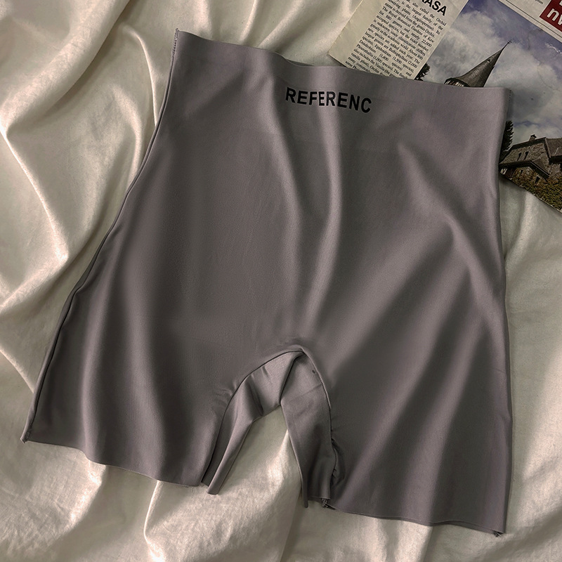 Solid Color Safety Pants Women's Ice Silk Underwear Pure Cotton Crotch Seamless Girl's Hip High Waist Boxer Anti-running Light Leggings