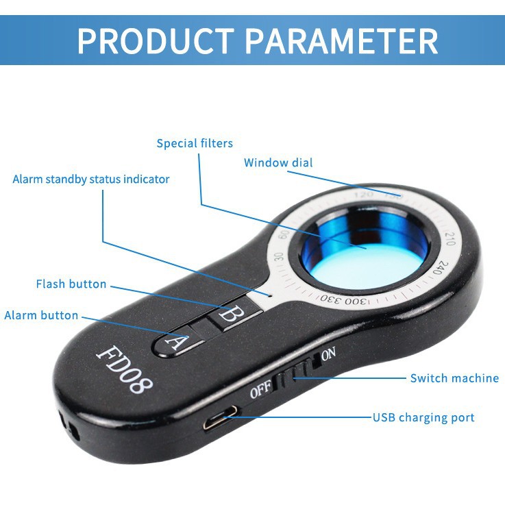 Cross-border FD08 anti-eavesdropping infrared anti-theft camera detector infrared scanning Detector gps scanner anti-monitoring