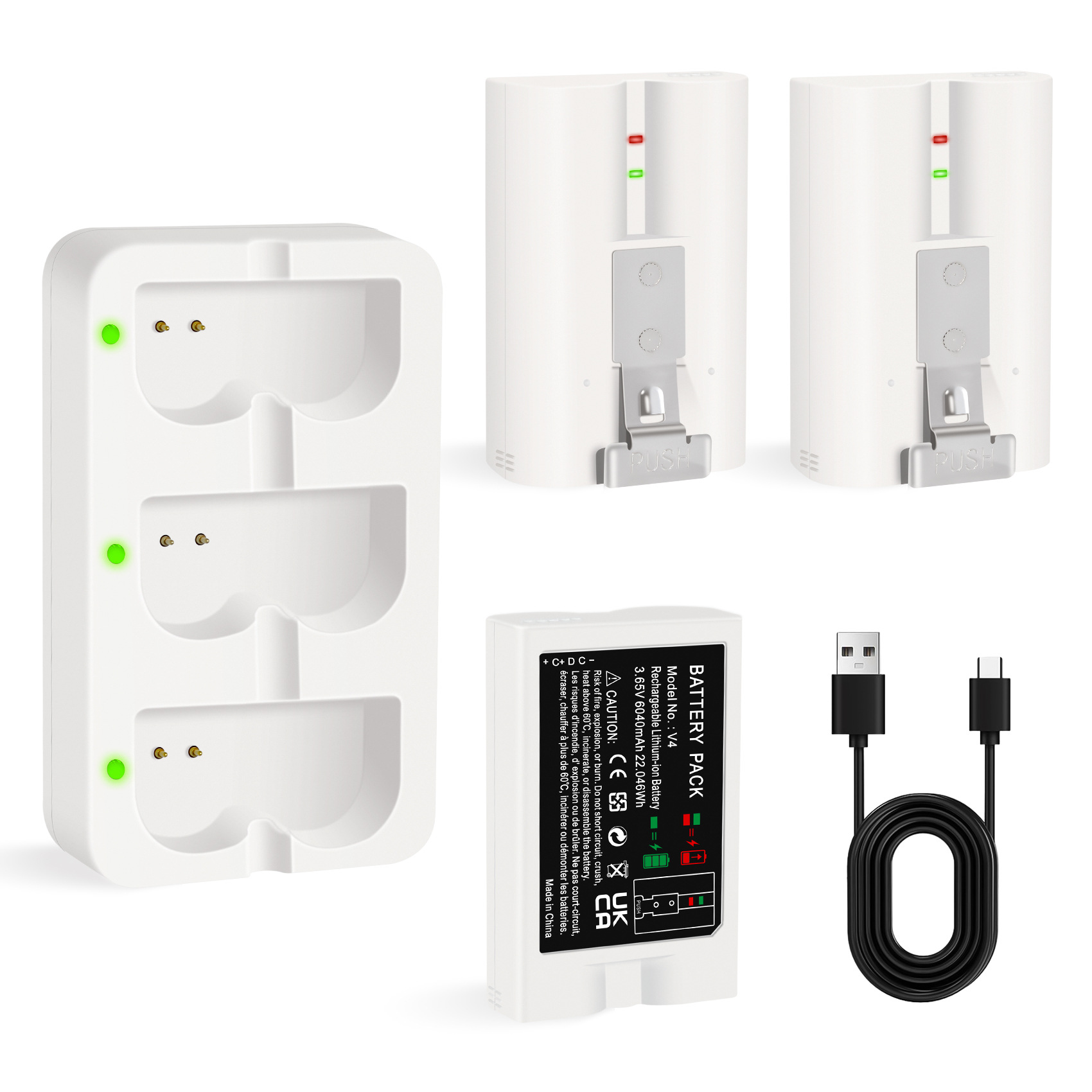 Suitable for Ring Doorbell Battery Charger Ring Battery Ring Doorbell Camera Battery Three-Charge Charger V4