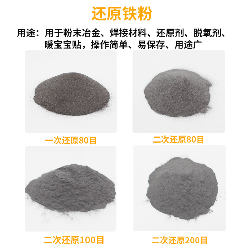 Primary and secondary reduced iron powder for powder metallurgy 80 mesh 100 mesh 200 mesh 300 mesh high purity reduced iron powder