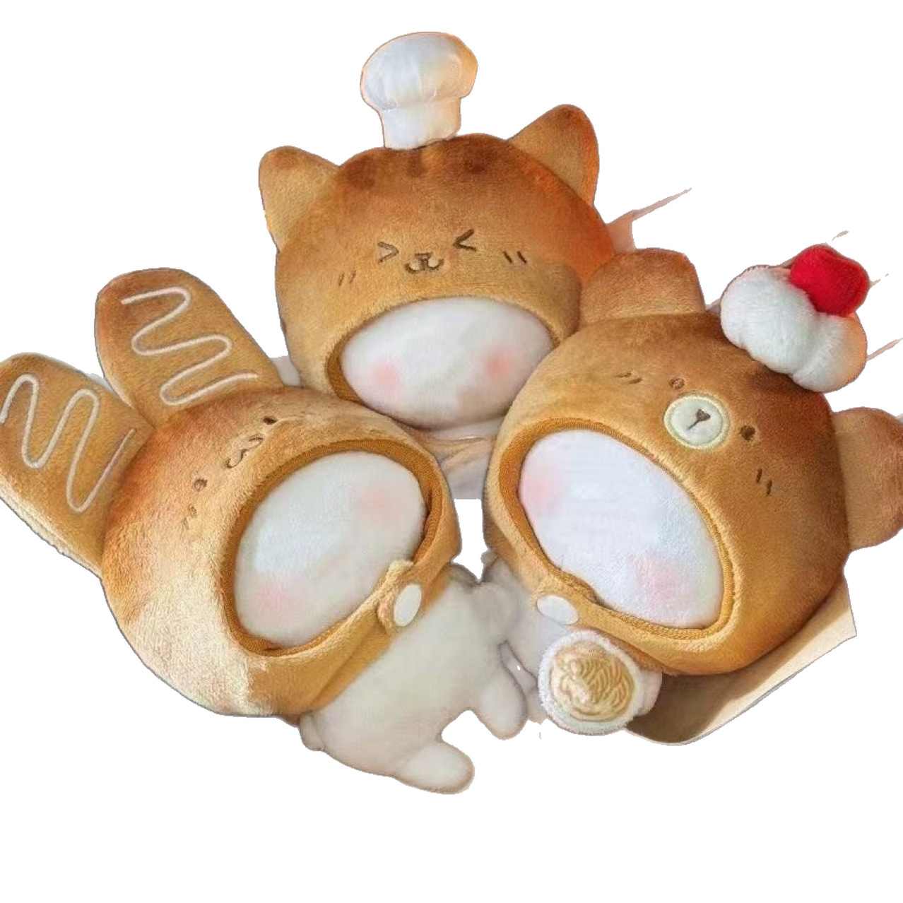 10cm Burnt Bread Cute Self-Deprecating Bear Doll Accessories Pendant Hood Cotton Doll Doll Clothes Decoration