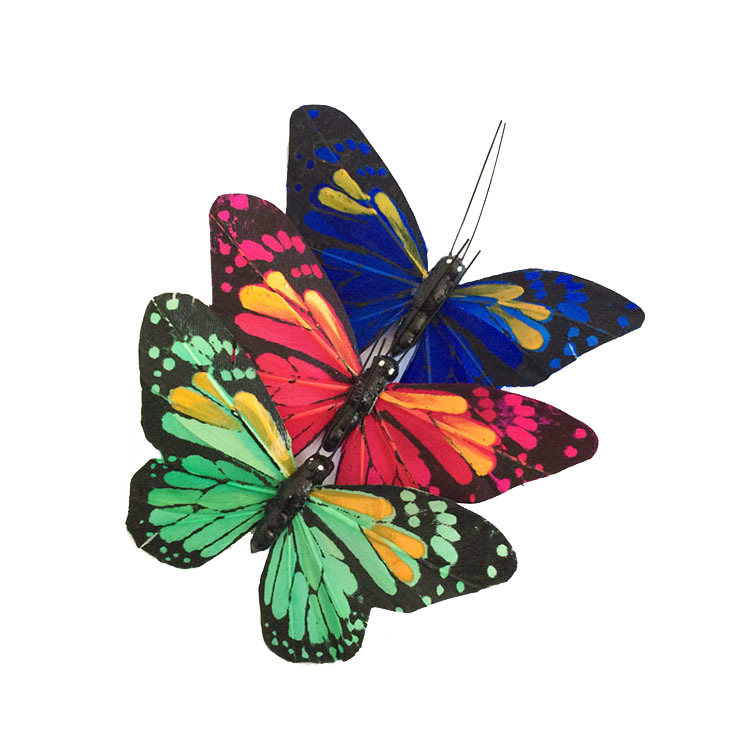 Handmade feather material factory direct feather butterfly simulation butterfly wedding decoration spot