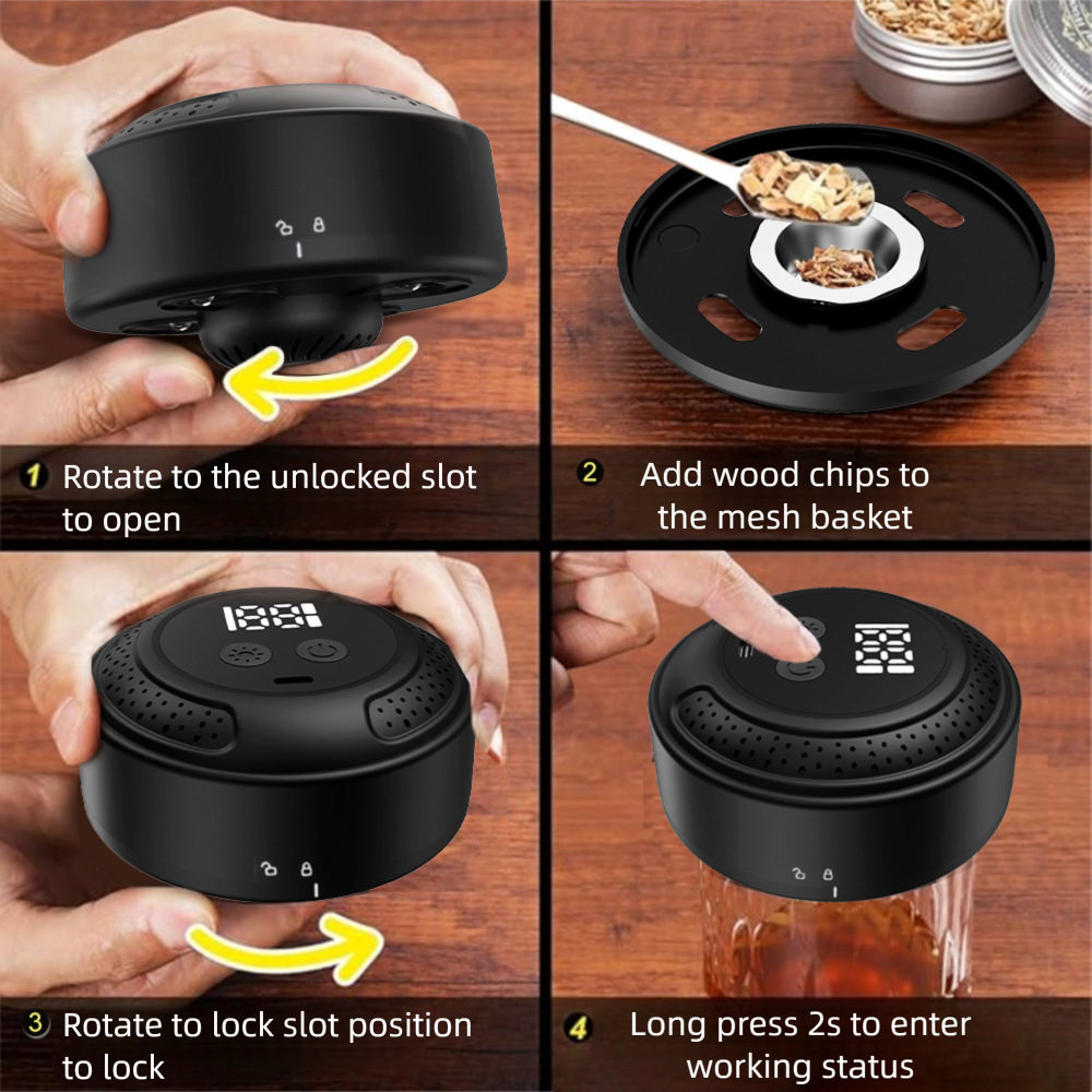 New Cross-Border Electric Cocktail Smoker Whiskey Smoker Colorful Lamp Various Fragrant Wood Set