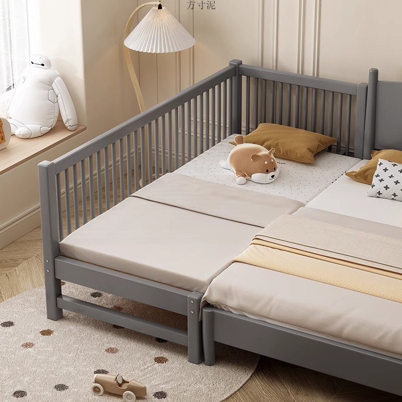 Solid Wood Baby Splicing Bed Children with Guardrails Widened and Thickened Baby Bed for Boys and Girls Bedside Large Bed Factory Wholesale