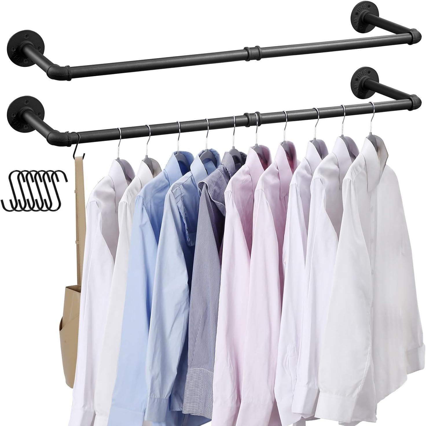 Cross-border Industrial Clothes Clothes Hanging Rack Wall-mounted Iron Clothes Hanger Clothes Hanging Rack