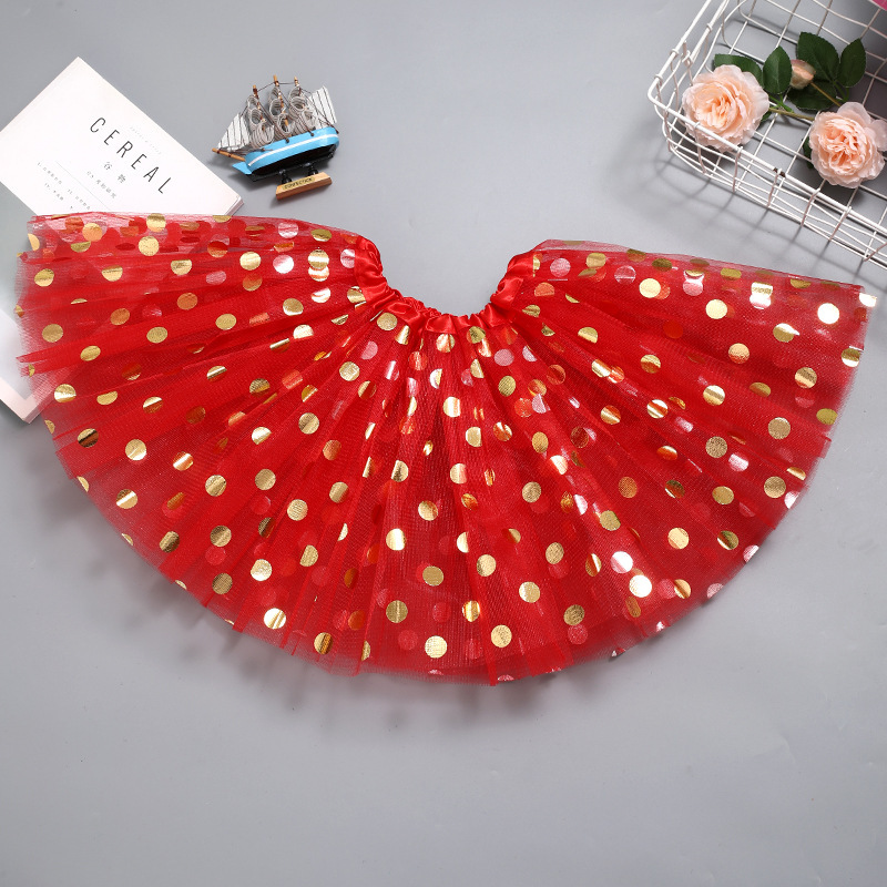 Amazon Aliexpress European and American Kidsren's Polka Dot Sequined Tutu Skirt Polka Dot Dance Skirt Tutu Gauze Skirt Manufacturer Polka Dot