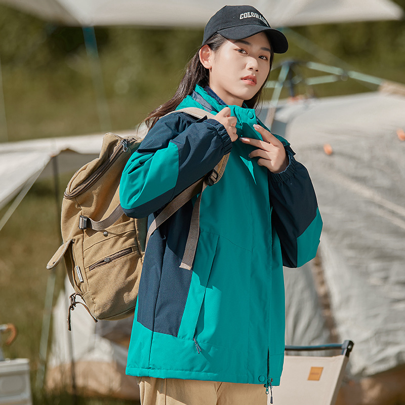 Men's and Women's Three-in-One Detachable Fleece Jacket Mink Fleece Liner Couple's Winter Windproof and Waterproof