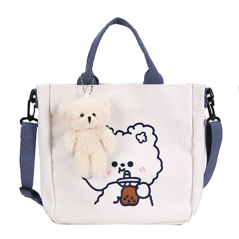 Cute Cartoon Bear Rabbit Ins Girl Student Shopping Bag Storage Fashion Crossbody Small Cloth Bag Large Canvas Bag