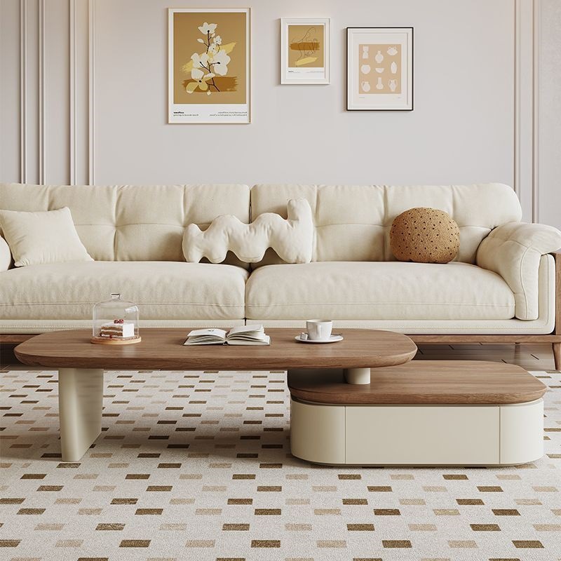 Mid-ancient Style Coffee Table Floor TV Cabinet Combination suit Light Luxury Modern Simple Small Apartment Telescopic Coffee Table