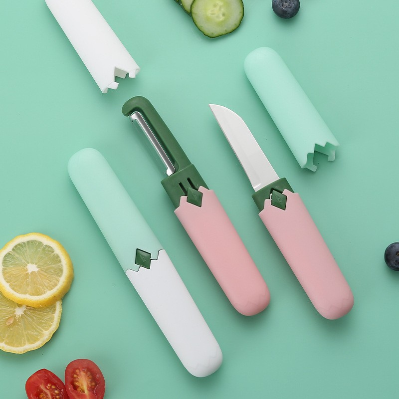 Two-In-One Fruit Knife, Portable Double-Headed Peeling and Dicing Multi-Functional Peeling Knife, Home Dormitory Office for Cutting Fruits