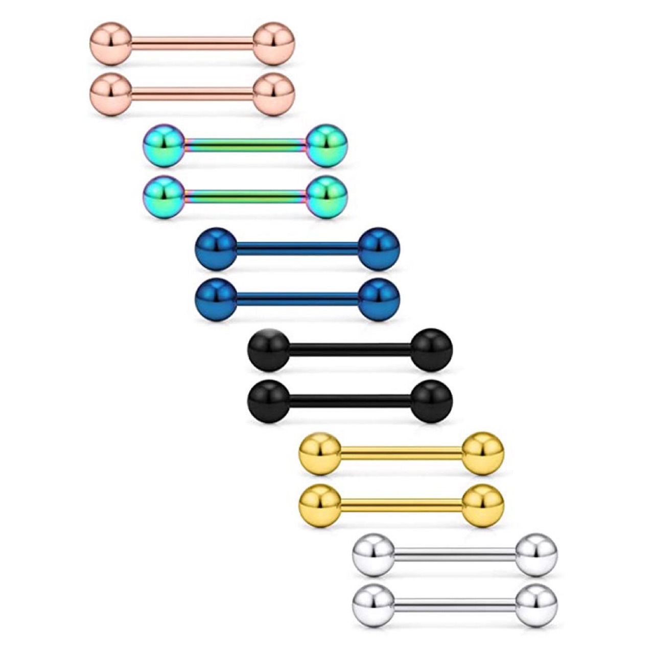 Korean style double head round ball tongue nail simple fashion fashion earrings cute mini girl ear bone nail