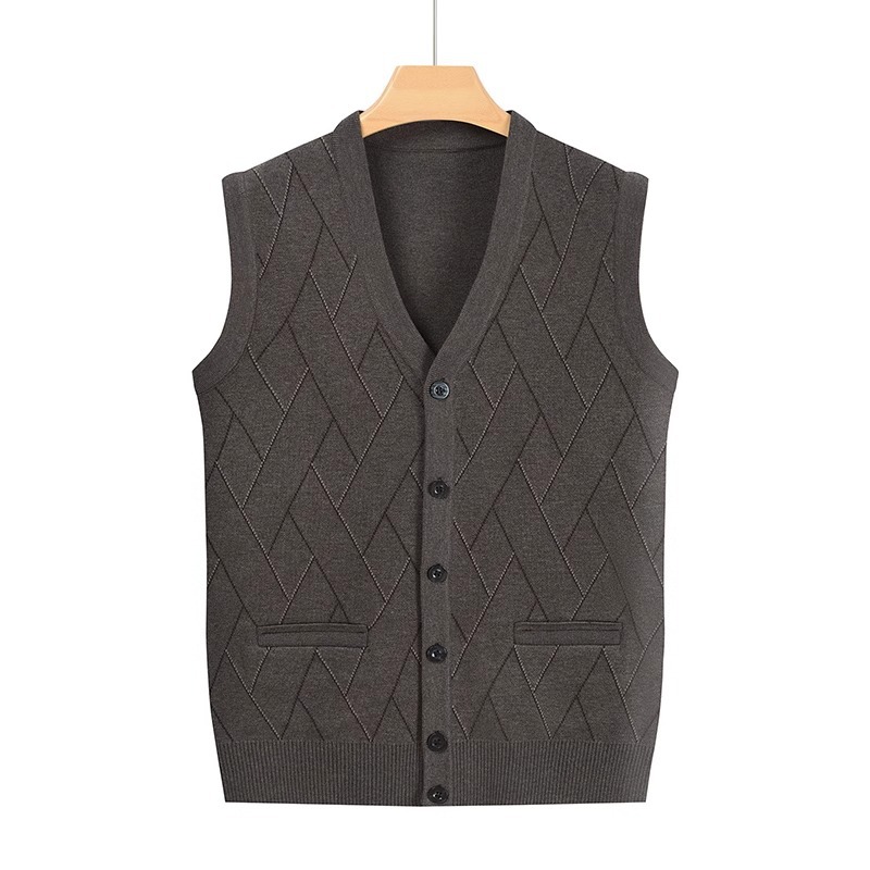 Source Factory Middle-Aged and Elderly Men's Grandpa Clothing Dad Cardigan Knitwear Men's Vest Knitwear Vest Outwear Autumn Vest