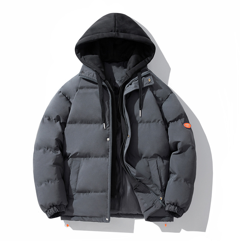 2025 Cotton Coat Winter Explosions Cotton Coat Men's Thick Cotton Coat Women's Hooded Couple's Bread Suit Simple Color Matching Warm