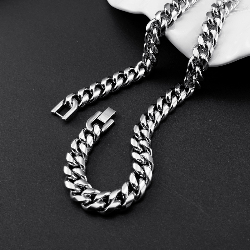 [8174 People Collected] Titanium Steel Necklace Trendy Brand Cuban Chain Summer Versatile Men's Necklace Hip-Hop Street Style
