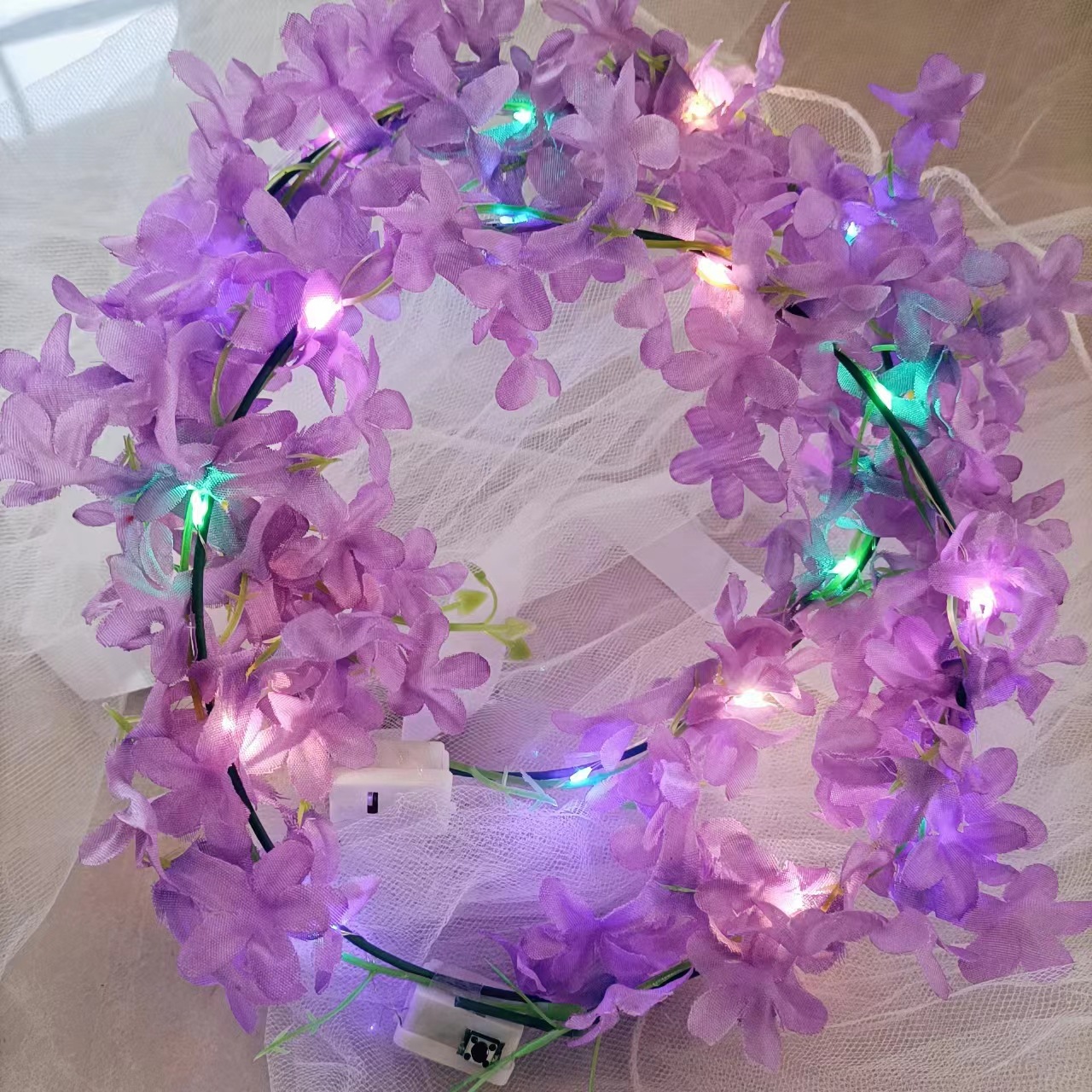 New Mori cross-border Hawaiian luminous colorful garland hair accessories super fairy headband out of scenic spots photo wholesale