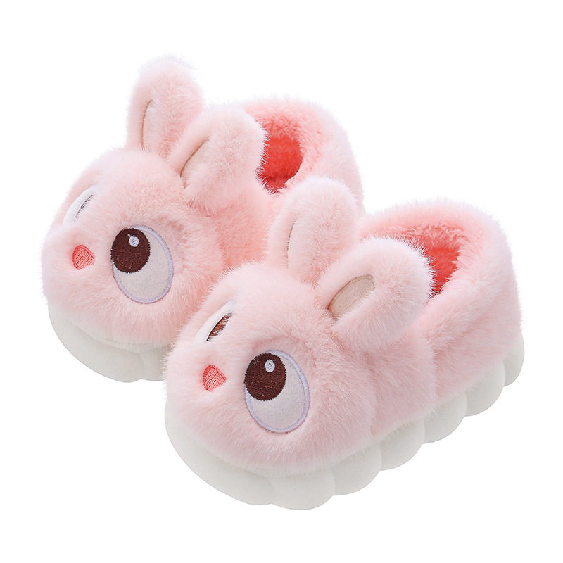 Children's cotton slippers winter girls' rabbit indoor home parent-child non-slip warm baby cotton shoes for large children and boys