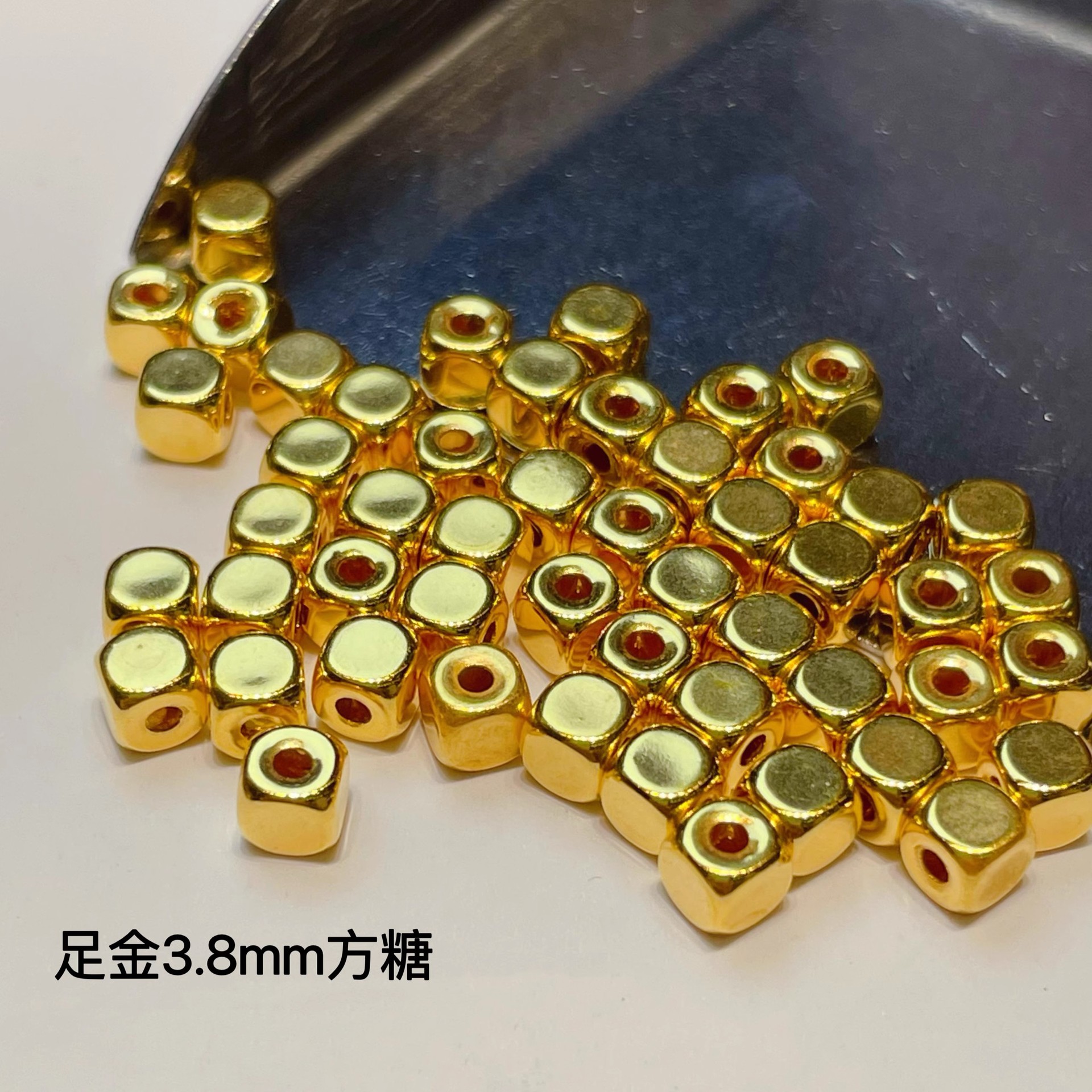 999 Pure Gold Ancient Method Small Gold Beads Money Cat's Eye Beads 3D Hard Gold Light Round Beads Transfer Beads DIY Loose Beads Water Shell Gold