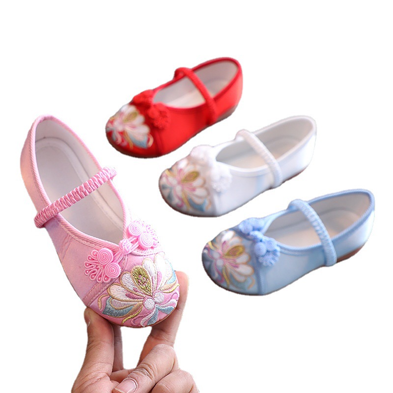 Han Dynasty Shoes, Kidsren's Antique Embroidered Shoes, Girls' Chinese Style Costume, Baby's Old Beijing Cloth Shoes, Drop Shipping