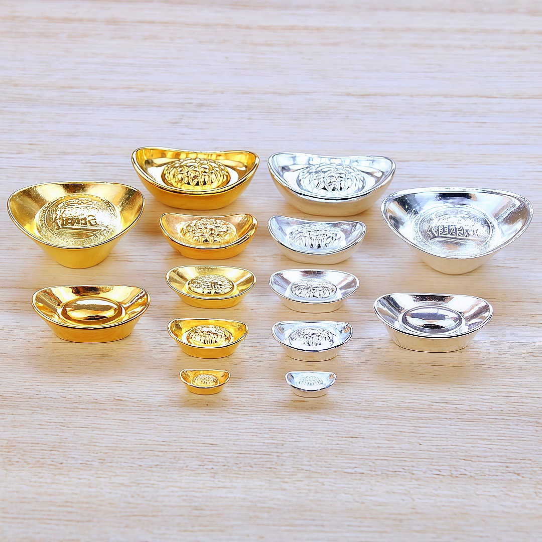 Hot Selling Metal Crafts Mini Alloy Ingot Silver Ingot Electroplating Small Abacus Gold Bar Ornaments Mobile Phone Case Accessories