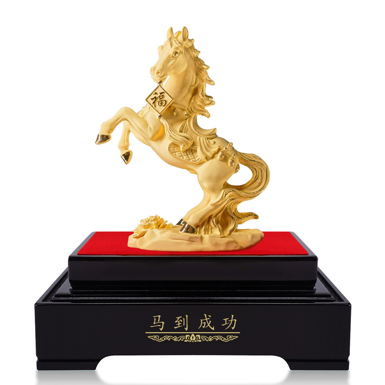 Zodiac Year of the Horse Mascot Velvet Sand Gold Success Ornament to Attract Wealth Decoration Company Housewarming Opening Cross-Border Export