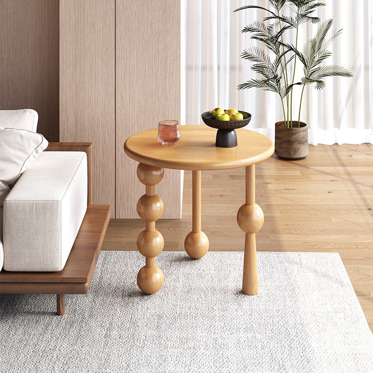 Nordic Solid Wood Round Small Coffee Table Simple Modern Small Apartment Home Corner Table Wooden Living Room Simple Small Tea Table