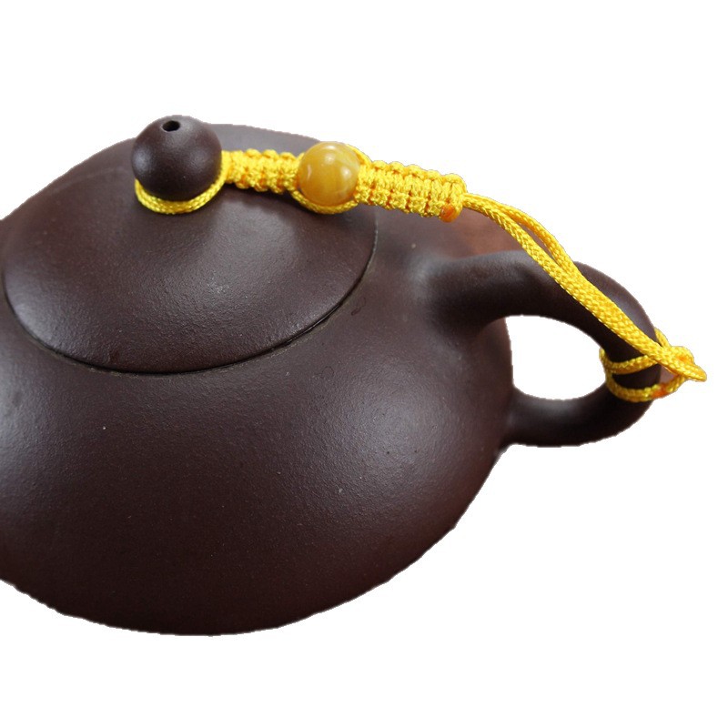 Factory wholesale teapot rope purple sand teapot lid tied rope imitation jade beads tea ceremony spare parts all hand woven