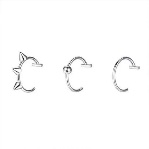 No hole hole titanium steel lip ring niche personality mirror lip ring hot girl perforated jewelry manufacturers in stock wholesale