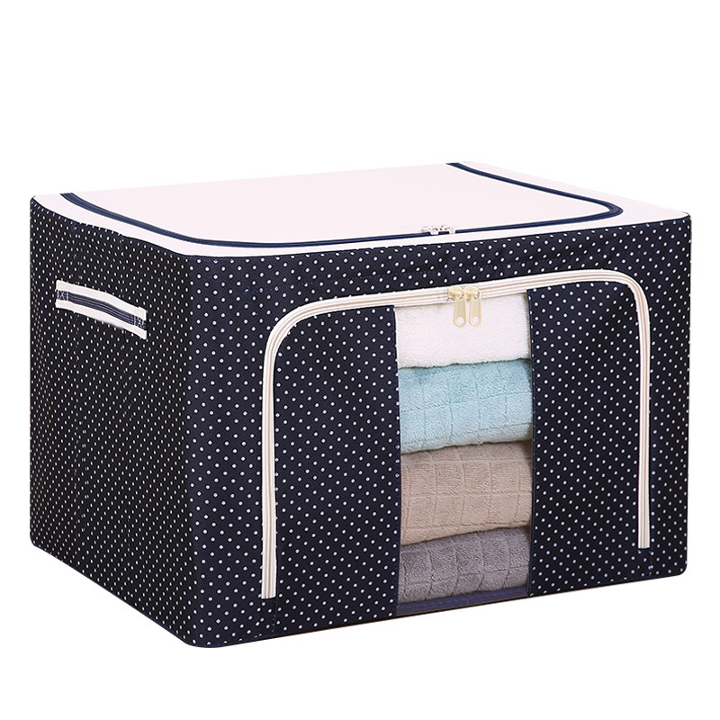 Clothes Storage Box Oxford Cloth Waterproof Steel Frame Transparent Foldableing Box Wardrobe Car Quilt Storage Box Moving