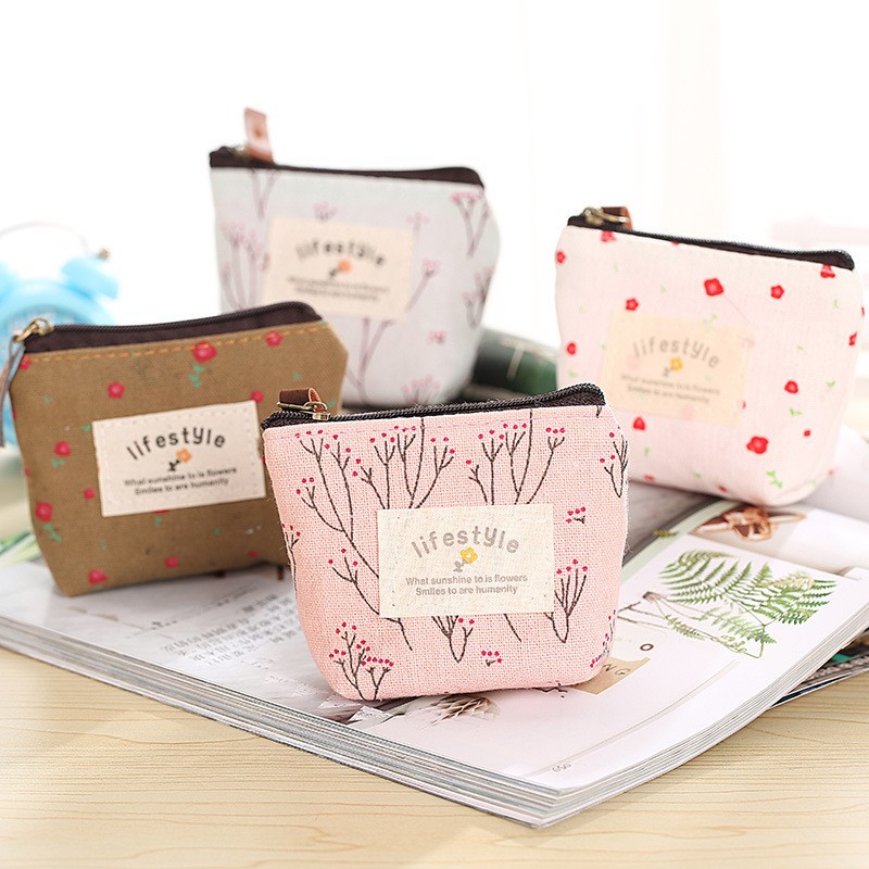 Korean Fabric Coin Purse Women's Key Bag Creative Coin Bag Cartoon Cute Canvas Bag in the Mood for Love Wallet