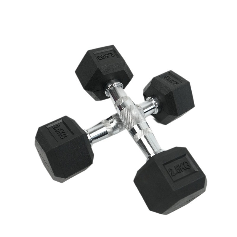 Cross-border wholesale hexagonal fixed dumbbell plastic commercial gym private training arm strength cast iron plastic dumbbell