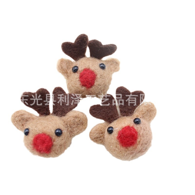 Wool felt elk head Christmas deer pendant wool felt poke animal finished product Children DIY Christmas tree accessories