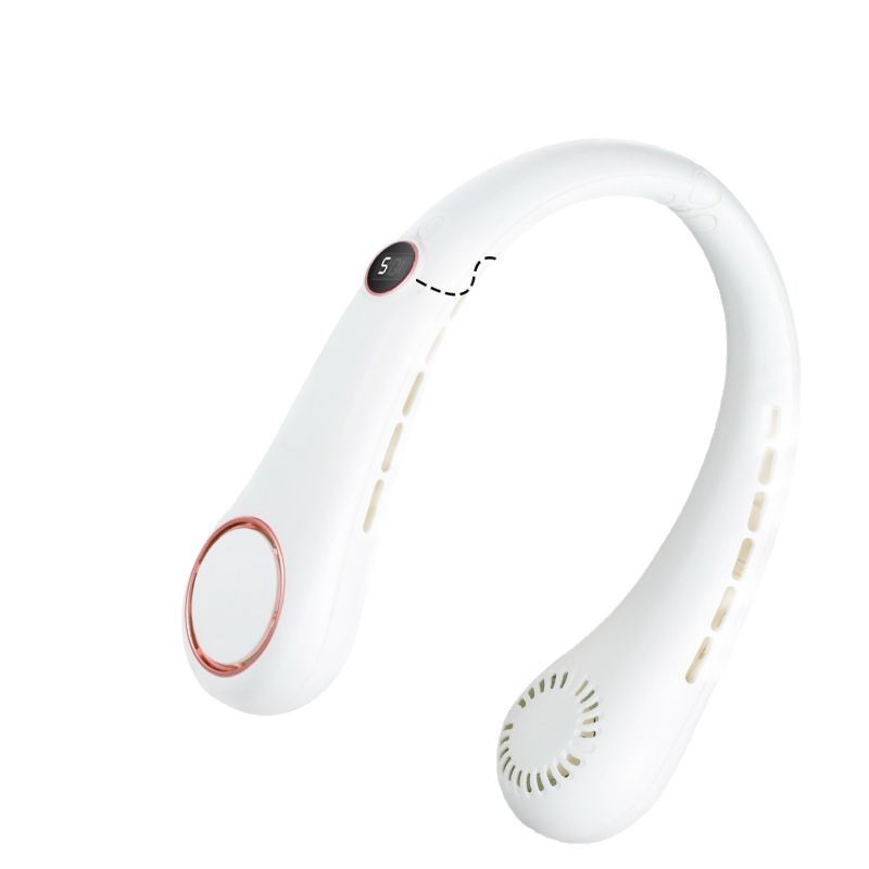 Cross-border Digital Display Lazy Foldless Fan Outdoor Sports Portable Charging Long-life USB Folding Neck Fan