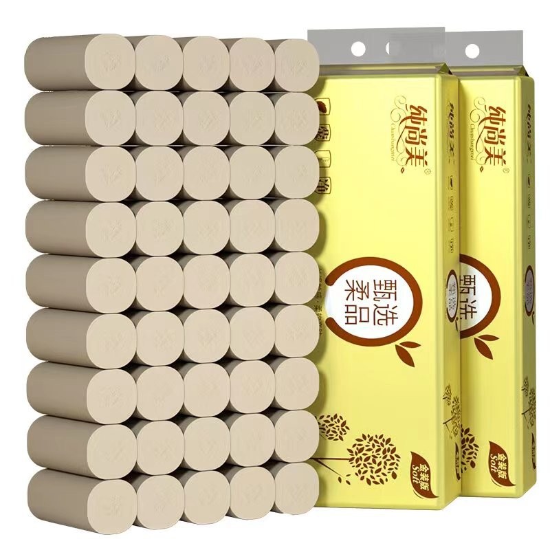 Pure Shangmei 32 rolls household tissue toilet paper bamboo pulp roll paper four-layer thickened toilet paper delivery factory direct sales