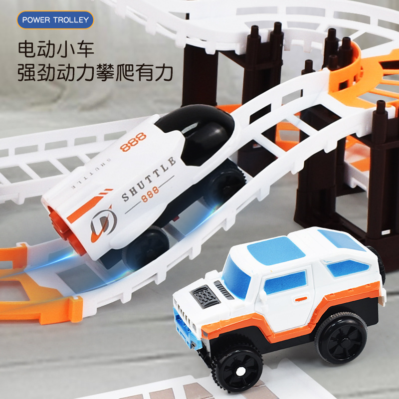 New Cross-border Space Rail Car Small Train Astronaut Splicing Rail Car Children's Toy Boys and Girls Splicing Set