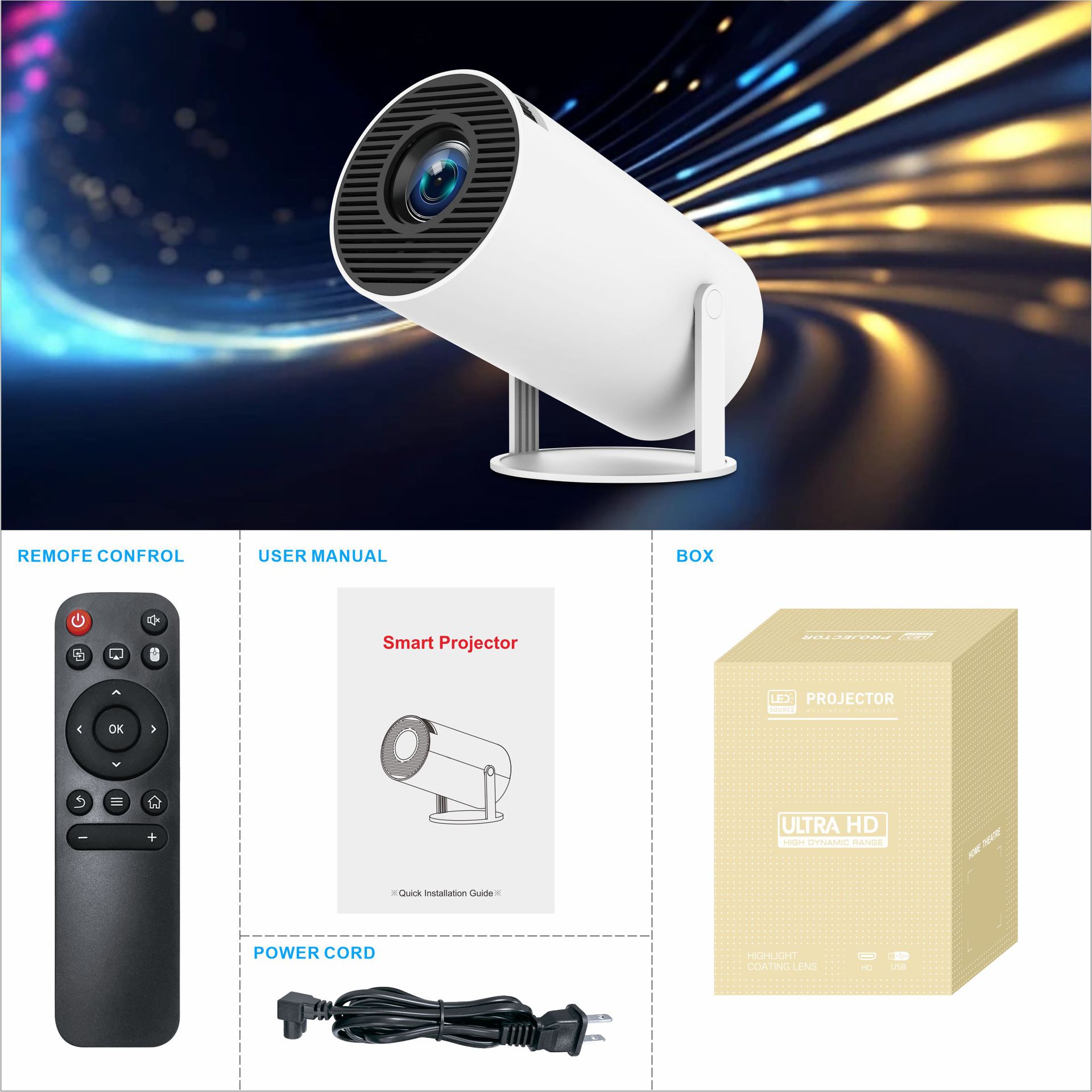 Cross-border HY300PRO gun projector HD 4K Android wireless on-screen HY300 projector home portable