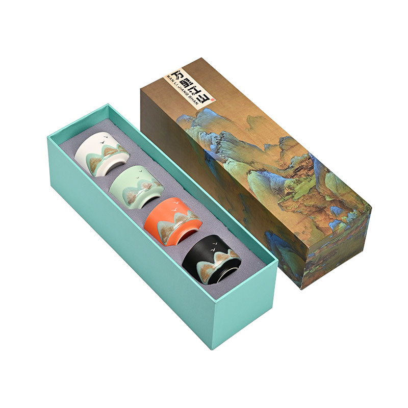 A Complete Set of Cultural and Creative Tea Sets, Hand-Painted Qianli Jiangshan Gift Box, Customer Gifts, Souvenirs, Random Gifts, Customized Small