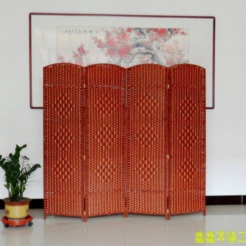 Special Offer Chinese Rattan Screen Folding Partition Solid Wood Fashion Hotel, Living Room Bedroom Mobile Folding Screen Simple Factory
