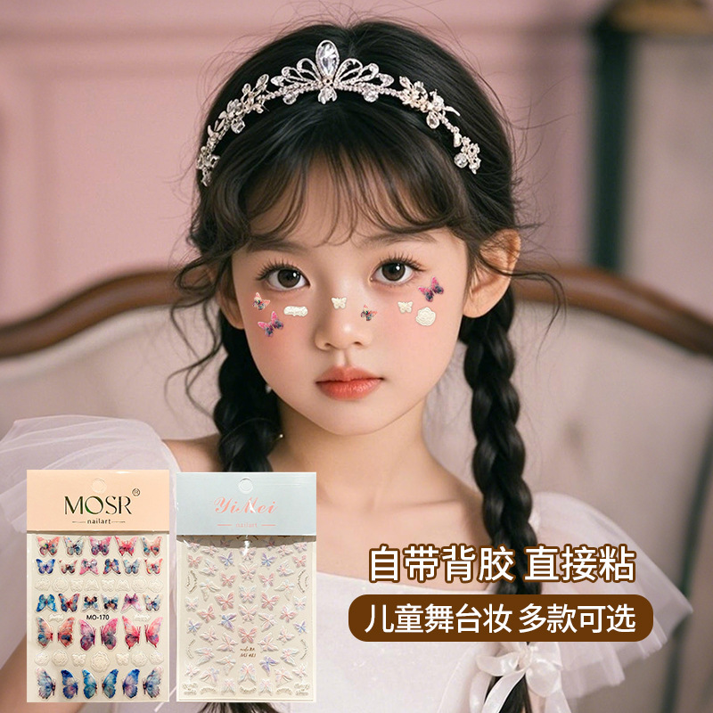 Children's Face Makeup Decoration Self-Adhesive Butterfly Stickers Stage Paper Stickers Butterfly Paper Diamond Concert Makeup Decoration Stickers
