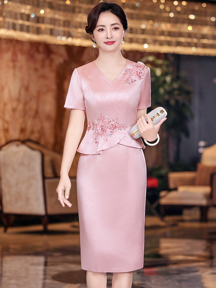 Невеста, маленькая мама, свадебное платье для банкета, покрывающее живот, летнее, высококачественное, ацетатное, жаккардовое, платье для тостов