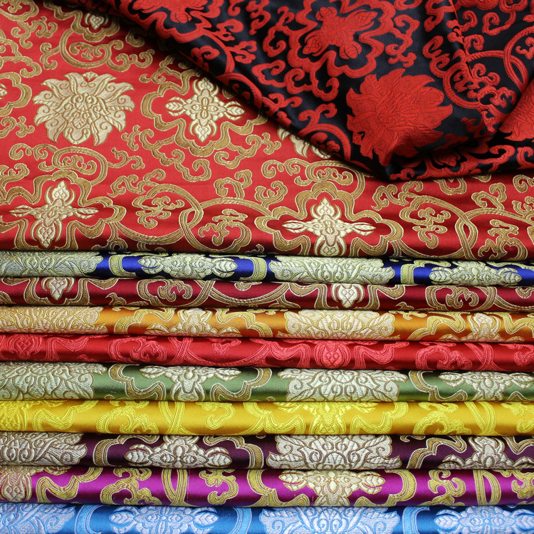 Cheongsam cotton-padded jacket stage spinning satin fabric decorative crafts cushion pillow brocade rich flower fabric