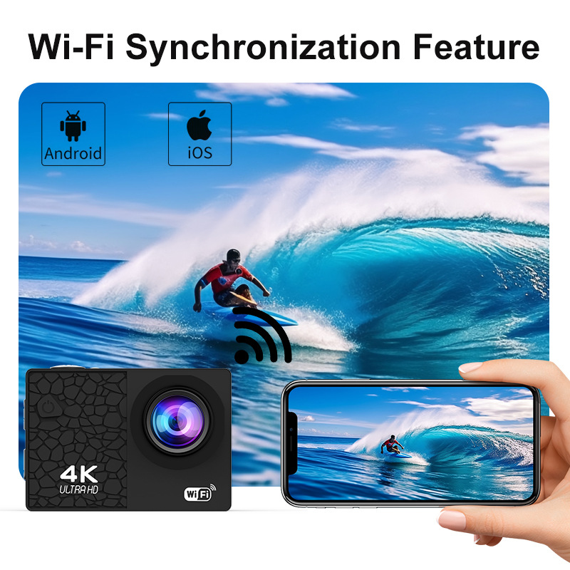 Cross-Border 4K Remote Control Sports Outdoor Anti-Shake Action Camera Motorcycle Riding Diving Camera 2.0inch High-Definition