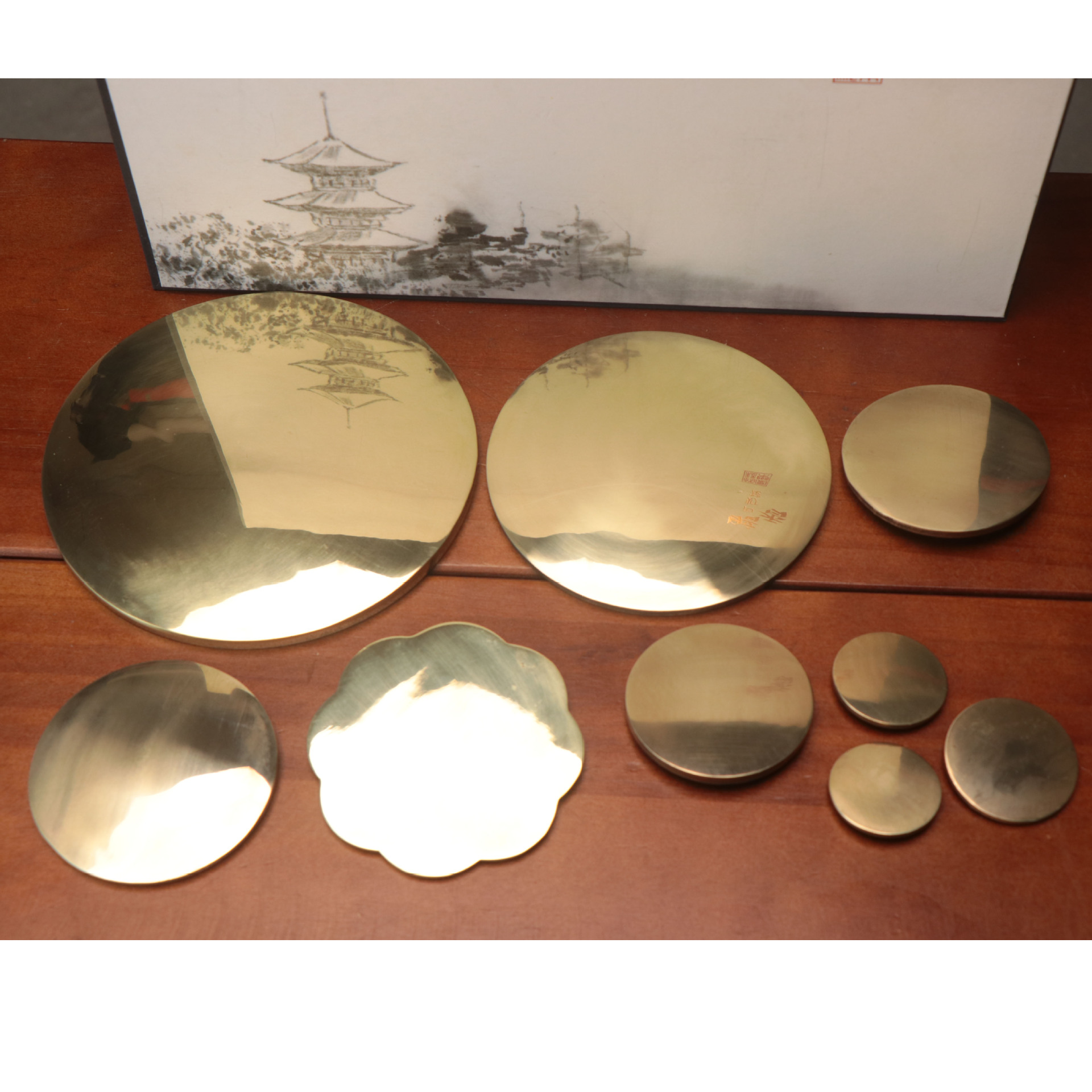 Латунное блестящее восьмигранное зеркало двенадцати зодиаков медное зеркало четыре сезона безопасное свадебное поясное зеркало слива восьмигранное зеркало