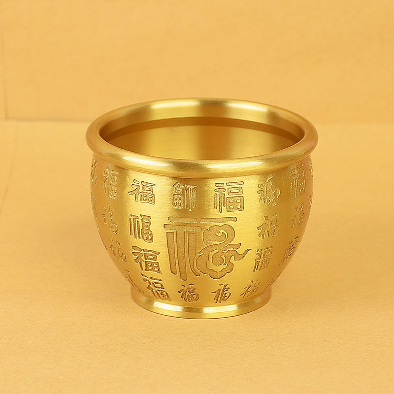 Baifu Copper Cylinder Pure Brass Rice Cylinder Decoration Home Lucky Decoration Cornucopia Wealth Gathering Baifu Small Copper Cylinder Piggy Bank