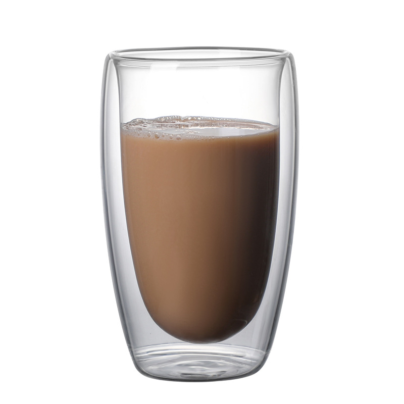 Wholesale High Borosilicate Glass Water Cup, High Temperature Resistant Cross-Border Transparent Insulated Milk Coffee Drink Cup, Double-Layer Glass Cup